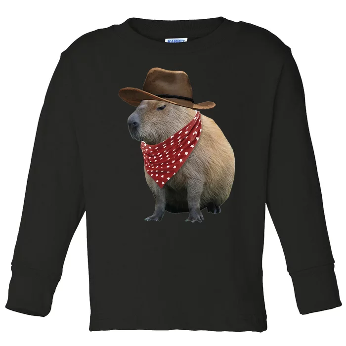 Cow Capybara Funny Howdy Capy Toddler Long Sleeve Shirt