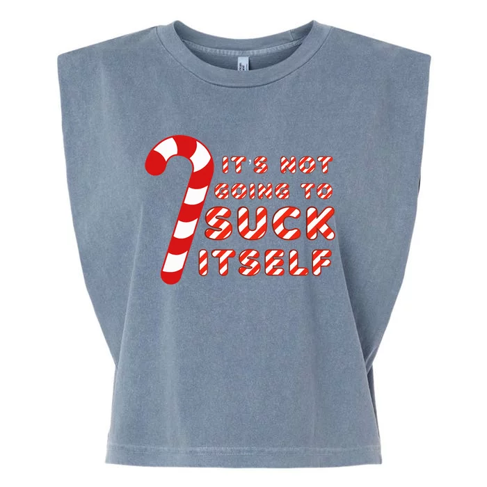 Candy Cane Funny Christmas Joke That Won't By Itself Garment-Dyed Women's Muscle Tee