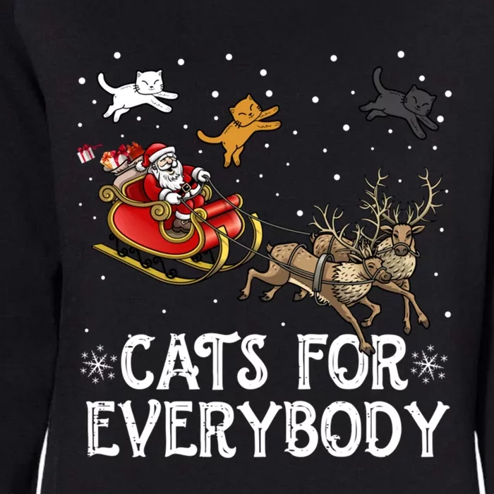 Christmas Cats For Everybody Funny Xmas Santa Gift Womens California Wash Sweatshirt