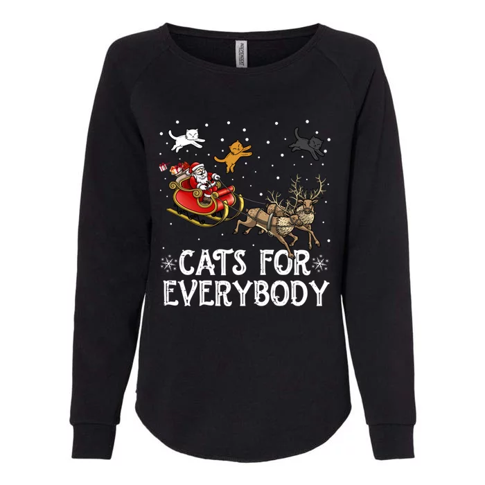 Christmas Cats For Everybody Funny Xmas Santa Gift Womens California Wash Sweatshirt