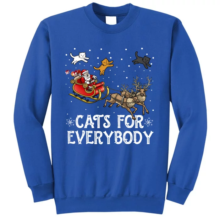 Christmas Cats For Everybody Funny Xmas Santa Gift Tall Sweatshirt