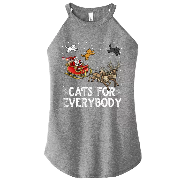 Christmas Cats For Everybody Funny Xmas Santa Gift Women’s Perfect Tri Rocker Tank