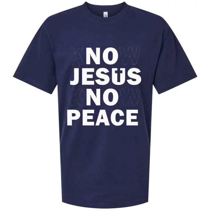 Christian Cross Faith Know Peace Know Jesus Sueded Cloud Jersey T-Shirt