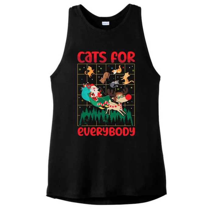 Christmas Cats For Everybody Santa Claus Xmas Cat Lover Gift Ladies Tri-Blend Wicking Tank