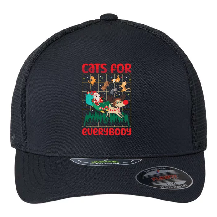 Christmas Cats For Everybody Santa Claus Xmas Cat Lover Gift Flexfit Unipanel Trucker Cap