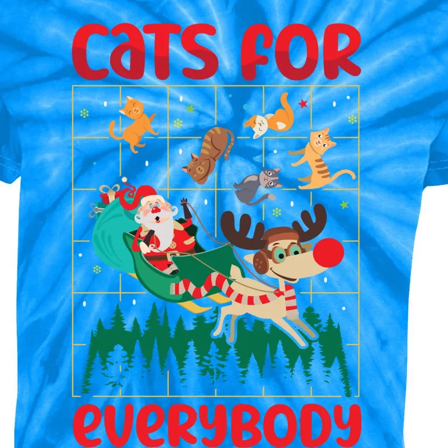 Christmas Cats For Everybody Santa Claus Xmas Cat Lover Gift Kids Tie-Dye T-Shirt