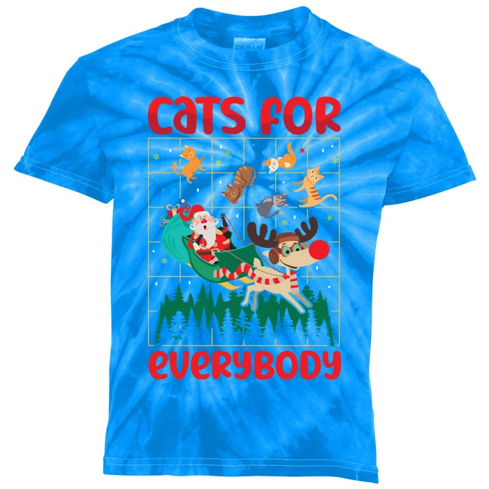 Christmas Cats For Everybody Santa Claus Xmas Cat Lover Gift Kids Tie-Dye T-Shirt