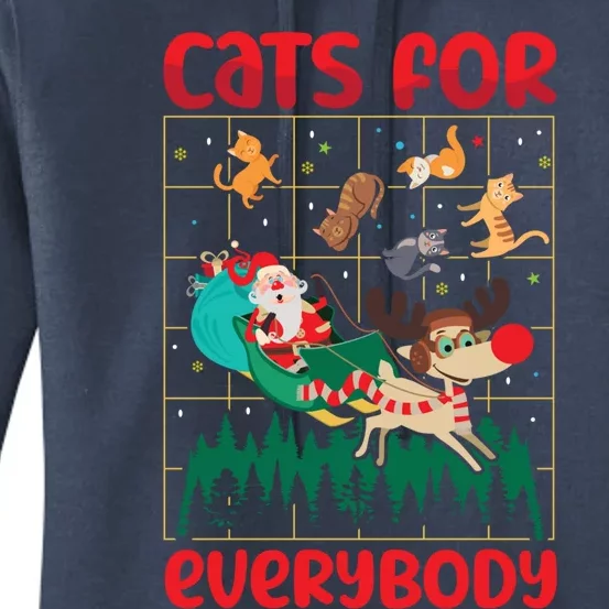 Christmas Cats For Everybody Santa Claus Xmas Cat Lover Gift Women's Pullover Hoodie