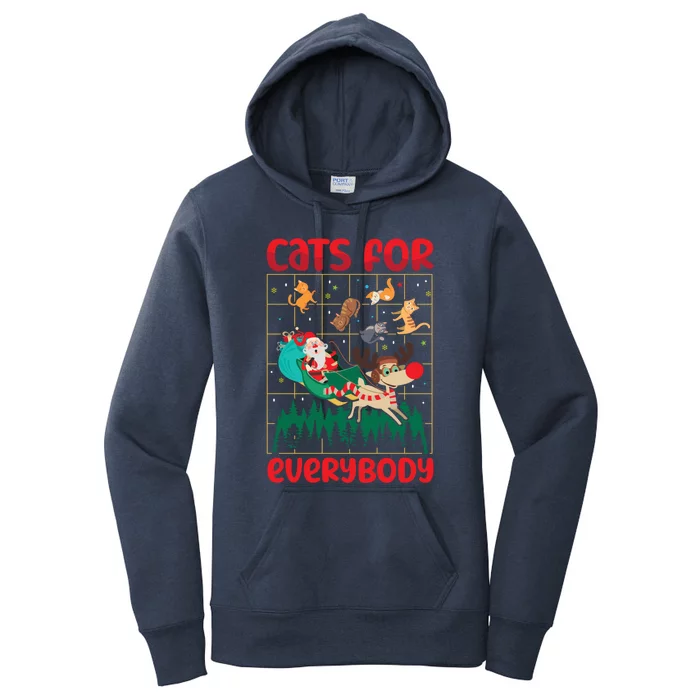 Christmas Cats For Everybody Santa Claus Xmas Cat Lover Gift Women's Pullover Hoodie