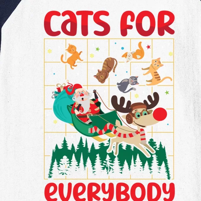 Christmas Cats For Everybody Santa Claus Xmas Cat Lover Gift Baseball Sleeve Shirt