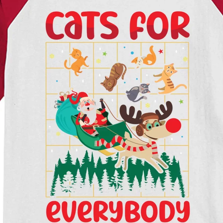 Christmas Cats For Everybody Santa Claus Xmas Cat Lover Gift Kids Colorblock Raglan Jersey