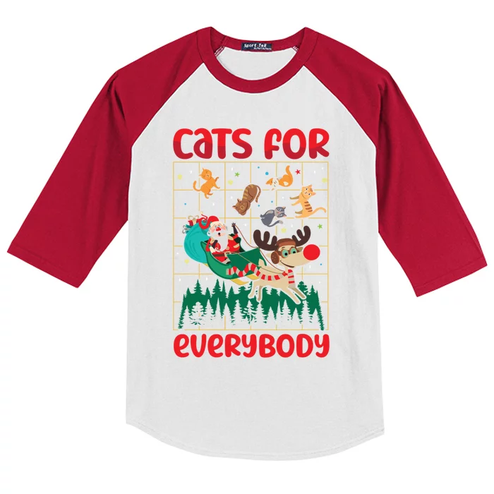 Christmas Cats For Everybody Santa Claus Xmas Cat Lover Gift Kids Colorblock Raglan Jersey