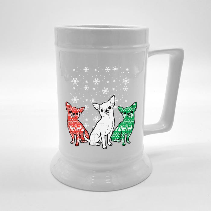 Christmas Chihuahuas Funny Xmas Chiwawa Dog Great Gift Front & Back Beer Stein