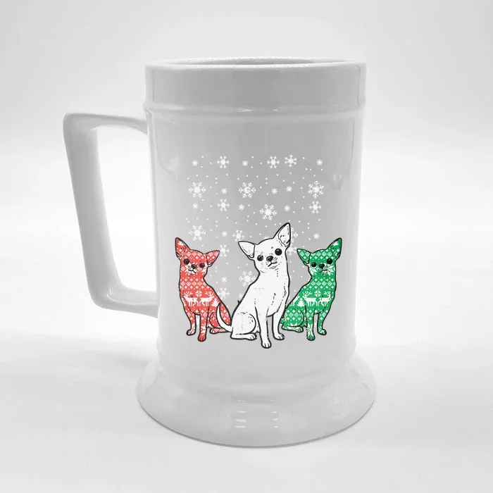 Christmas Chihuahuas Funny Xmas Chiwawa Dog Great Gift Front & Back Beer Stein