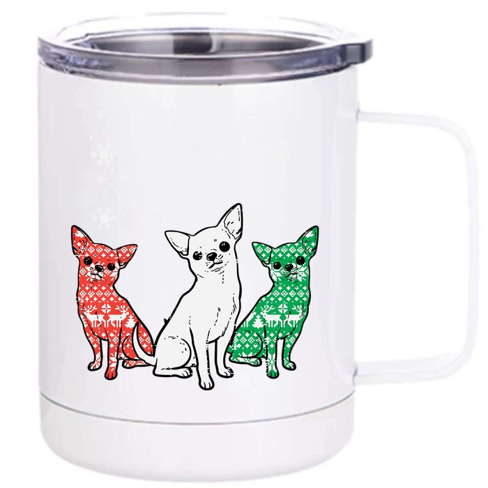 Christmas Chihuahuas Funny Xmas Chiwawa Dog Great Gift Front & Back 12oz Stainless Steel Tumbler Cup