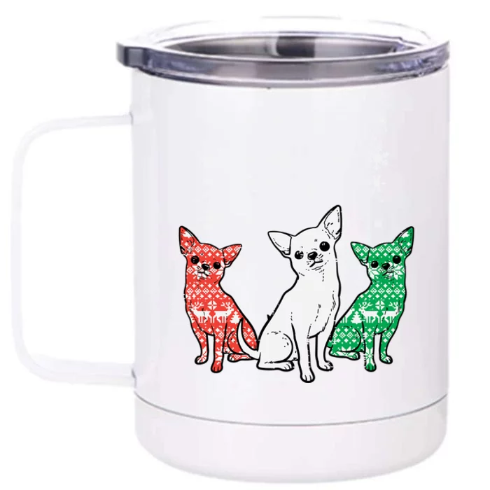 Christmas Chihuahuas Funny Xmas Chiwawa Dog Great Gift Front & Back 12oz Stainless Steel Tumbler Cup