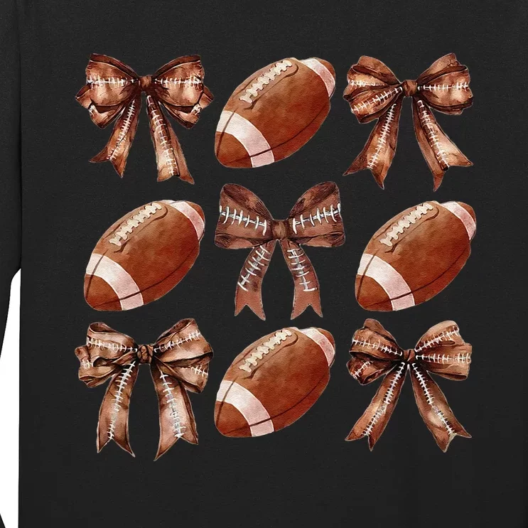 Cheer Coquette Football Bow Football For Women Girl Gift Long Sleeve Shirt