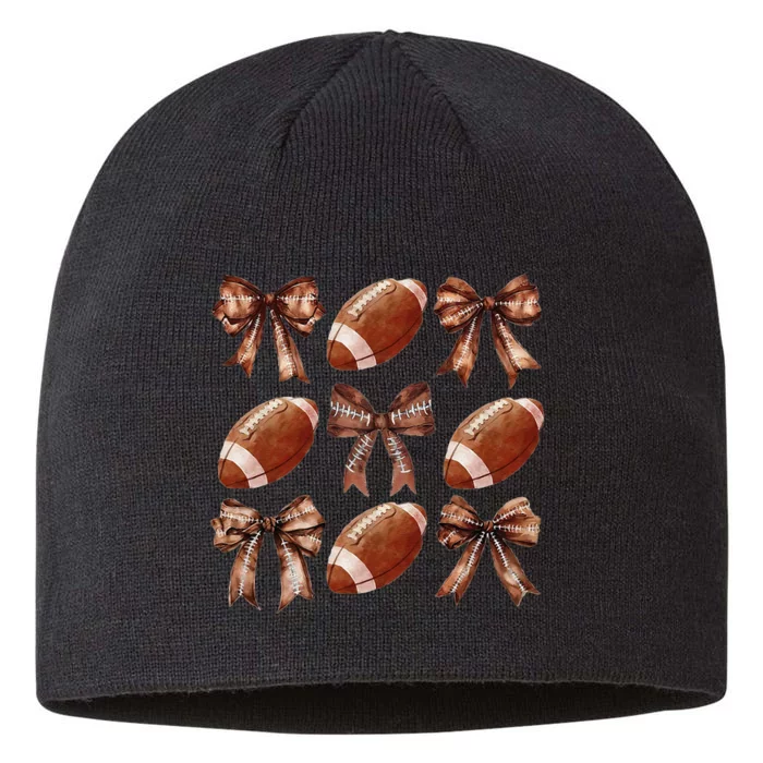 Cheer Coquette Football Bow Football For Women Girl Gift 8 1/2in Sustainable Knit Beanie