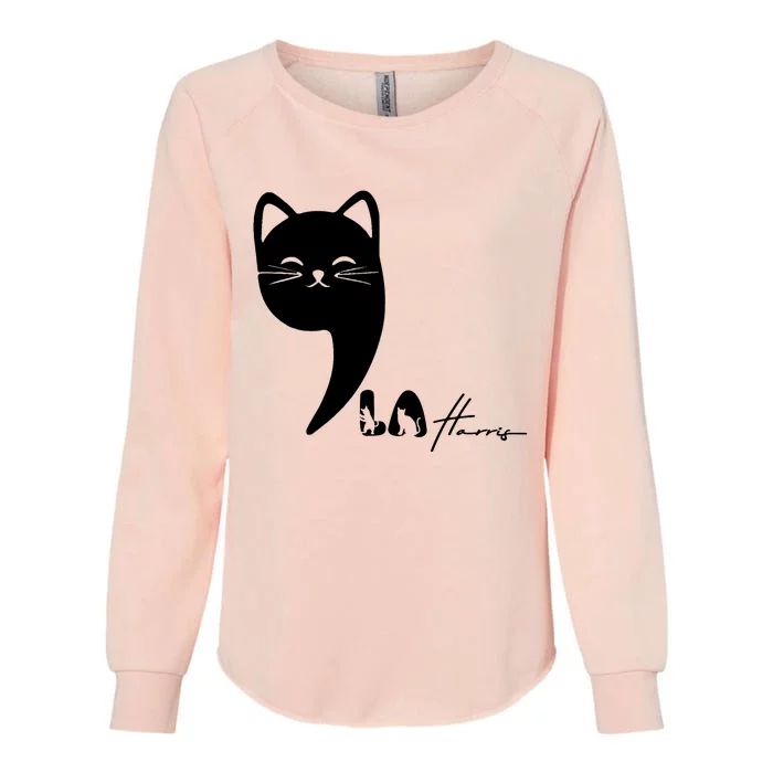 Cute Commala Funny Cat Comma La Womens California Wash Sweatshirt