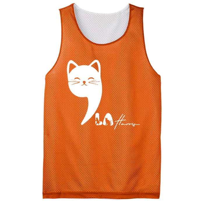 Cute Commala Funny Cat Comma La Mesh Reversible Basketball Jersey Tank