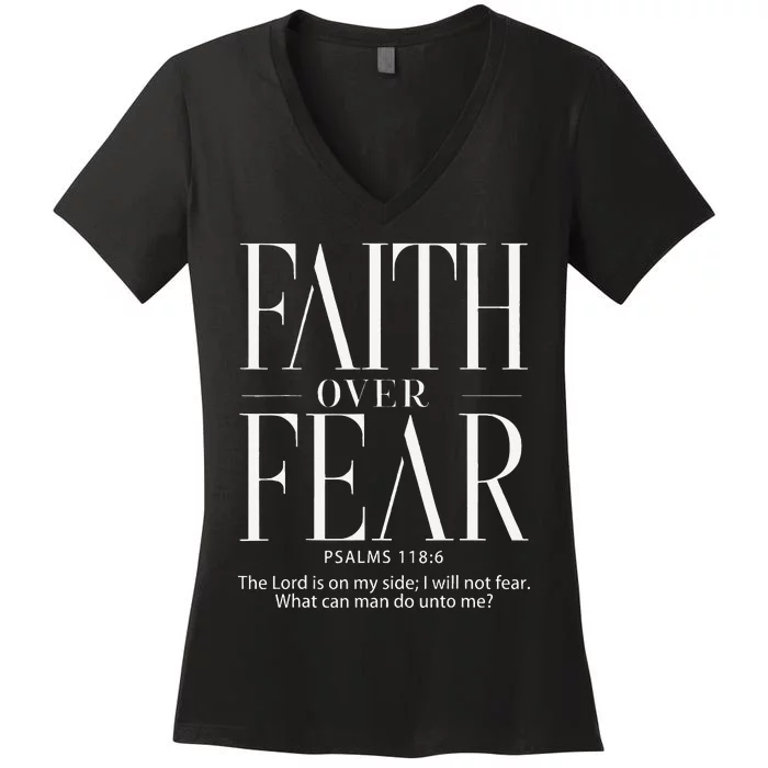 Christian Christianity Faith Over Fear Women's V-Neck T-Shirt