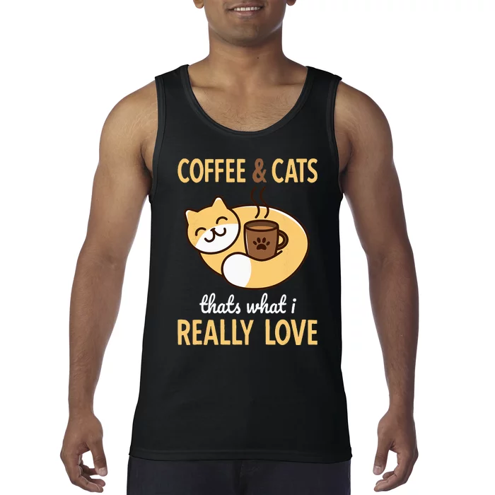 Coffee & Cats Funny Cat Tank Top