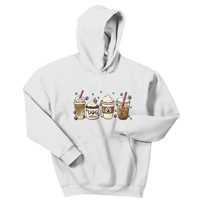 Coffee Cups Funny Dog Mom Cute Dog Paw Coffee Dog Lover Kids Hoodie