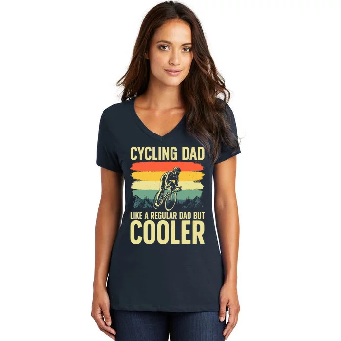 Cool Cycling For Dad Men Bicycling Bikers Bicycle Bike Rider Women's V-Neck T-Shirt