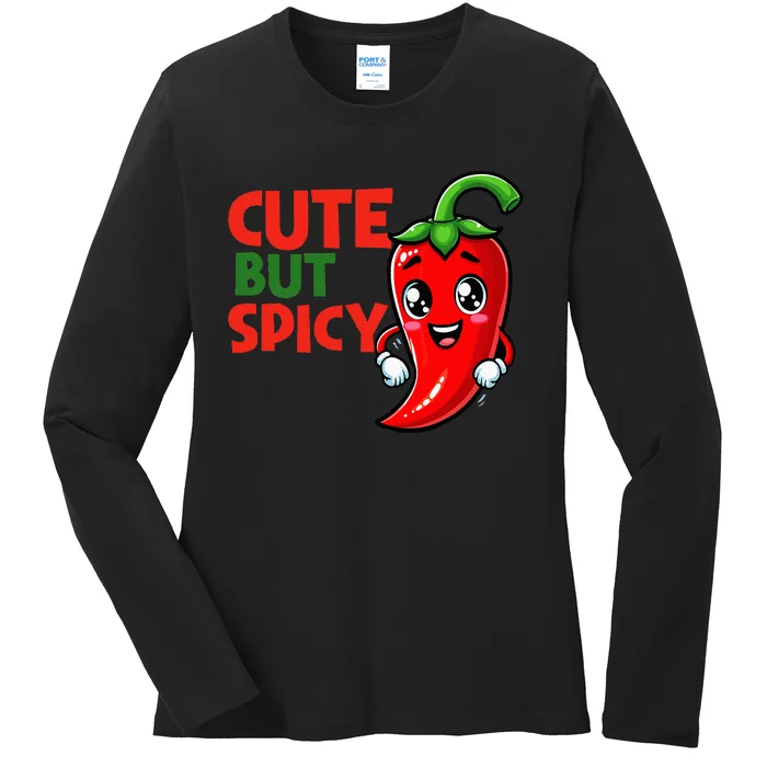 Cute Chili Funny Cute But Spicy Ladies Long Sleeve Shirt