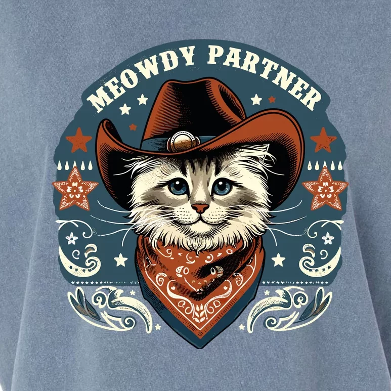 Cat Cowboy Funny Mashup Meowdy Partner Western Countries Garment-Dyed Women's Muscle Tee