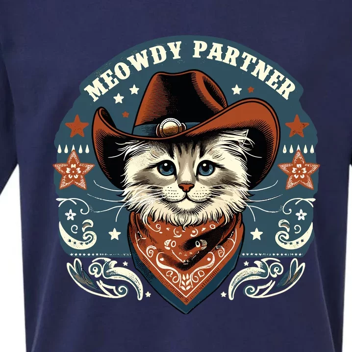 Cat Cowboy Funny Mashup Meowdy Partner Western Countries Sueded Cloud Jersey T-Shirt