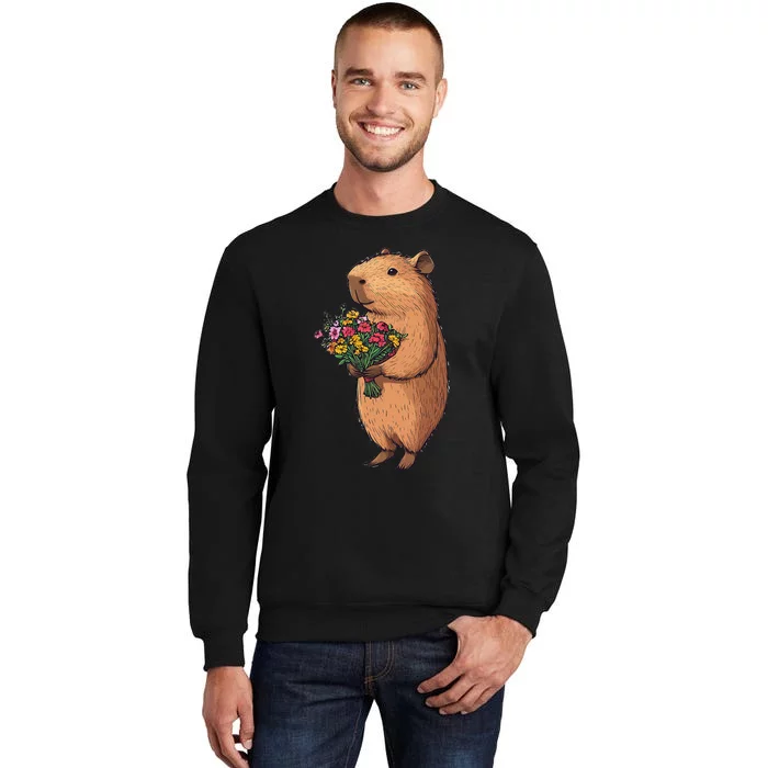 Cute Capybara Flower Bouquet Sweatshirt