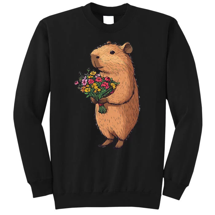 Cute Capybara Flower Bouquet Tall Sweatshirt