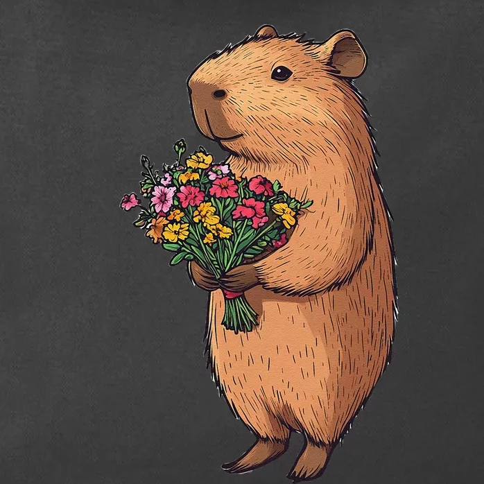 Cute Capybara Flower Bouquet Zip Tote Bag