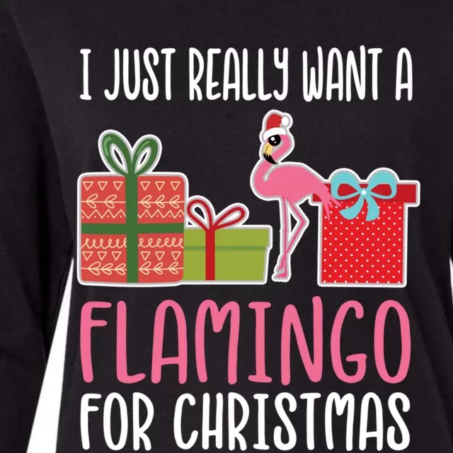 Cute Christmas Flamingo I Want A Flamingo Cool Gift Womens Cotton Relaxed Long Sleeve T-Shirt