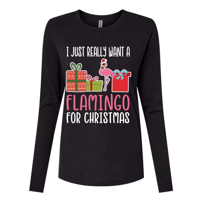 Cute Christmas Flamingo I Want A Flamingo Cool Gift Womens Cotton Relaxed Long Sleeve T-Shirt