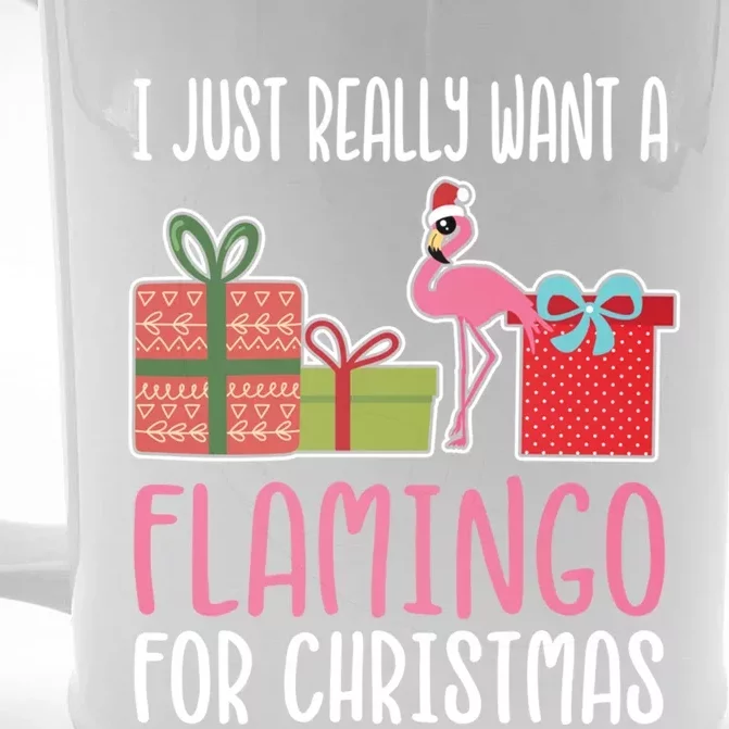 Cute Christmas Flamingo I Want A Flamingo Cool Gift Front & Back Beer Stein