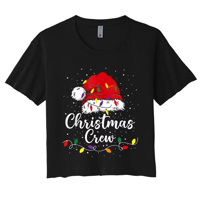 Christmas Crew Family Group Matching Christmas Pajama Party Women's Crop Top Tee