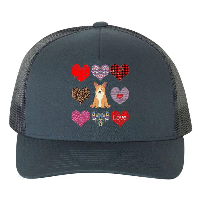 Cute Corgi Funny Dog Mom Hearts Pattern Valentines Day Gift Yupoong Adult 5-Panel Trucker Hat