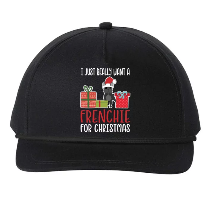 Cute Christmas French Bulldog Owner I Want A Frenchie Gift Snapback Five-Panel Rope Hat