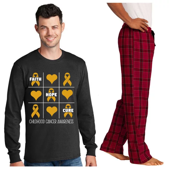 Childhood Cancer Faith Hope Cure Cancer Awareness Month Long Sleeve Pajama Set