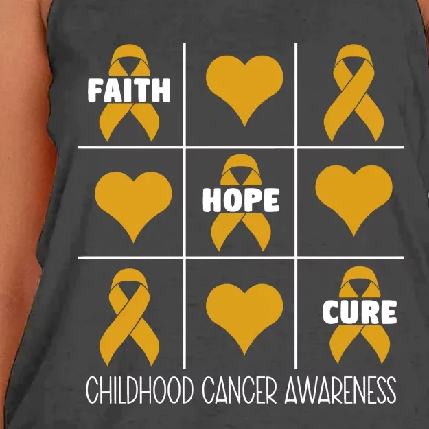 Childhood Cancer Faith Hope Cure Cancer Awareness Month Women's Knotted Racerback Tank