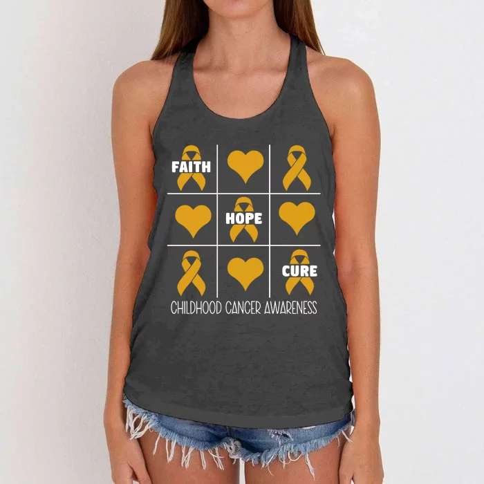 Childhood Cancer Faith Hope Cure Cancer Awareness Month Women's Knotted Racerback Tank