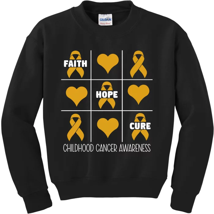 Childhood Cancer Faith Hope Cure Cancer Awareness Month Kids Sweatshirt