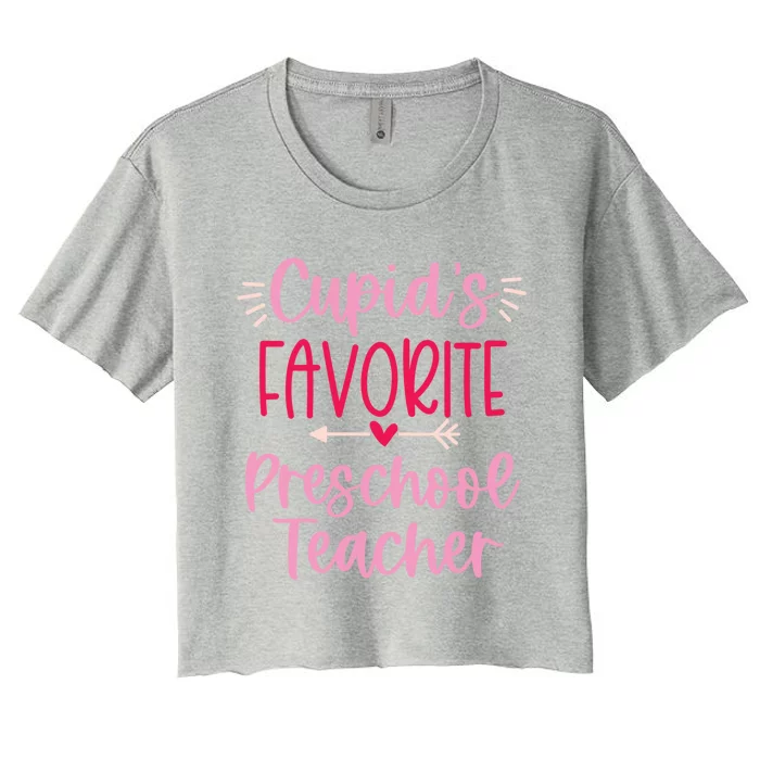 Cute Cupid's Favorite Preschool Teacher Valentine's Day Gift Women's Crop Top Tee