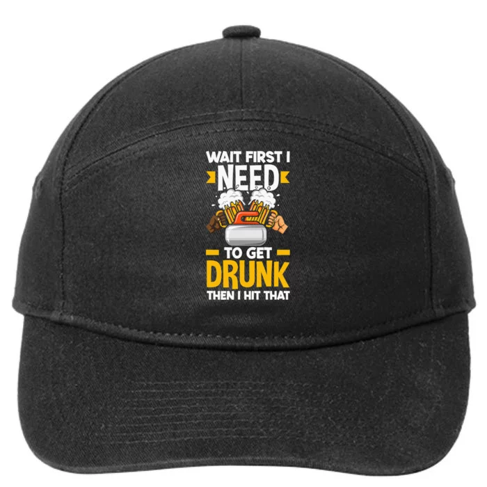 Curling Curler Funny Curl Need To Get Drunk 7-Panel Snapback Hat