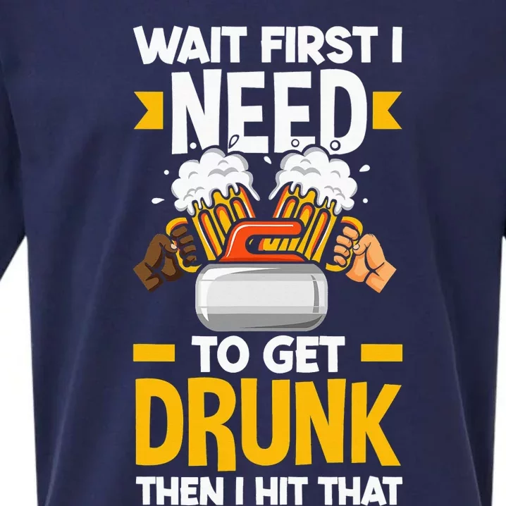 Curling Curler Funny Curl Need To Get Drunk Sueded Cloud Jersey T-Shirt