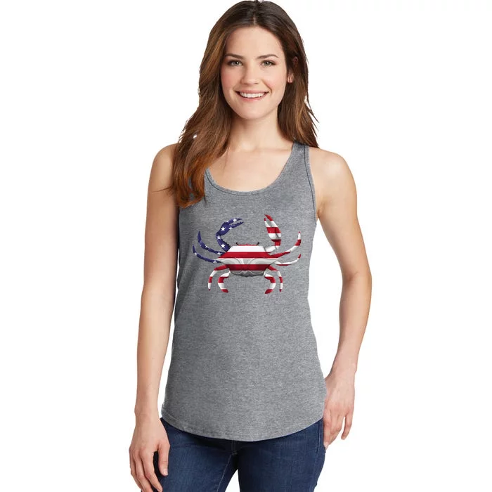 Cool Crab Flag Patriotic Crabbing Ladies Essential Tank