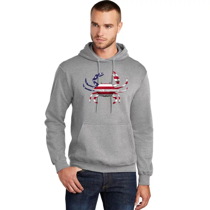 Cool Crab Flag Patriotic Crabbing Tall Hoodie