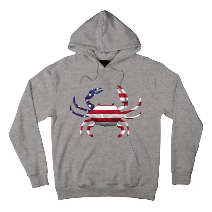 Cool Crab Flag Patriotic Crabbing Tall Hoodie